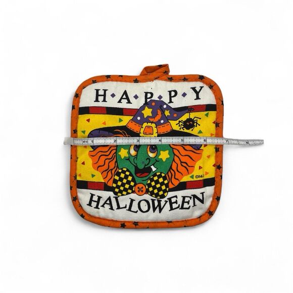 Vintage Happy Halloween/Fall Kitchen‎ Pot Holder Quilted -Witch/Spider - Picture 4 of 4